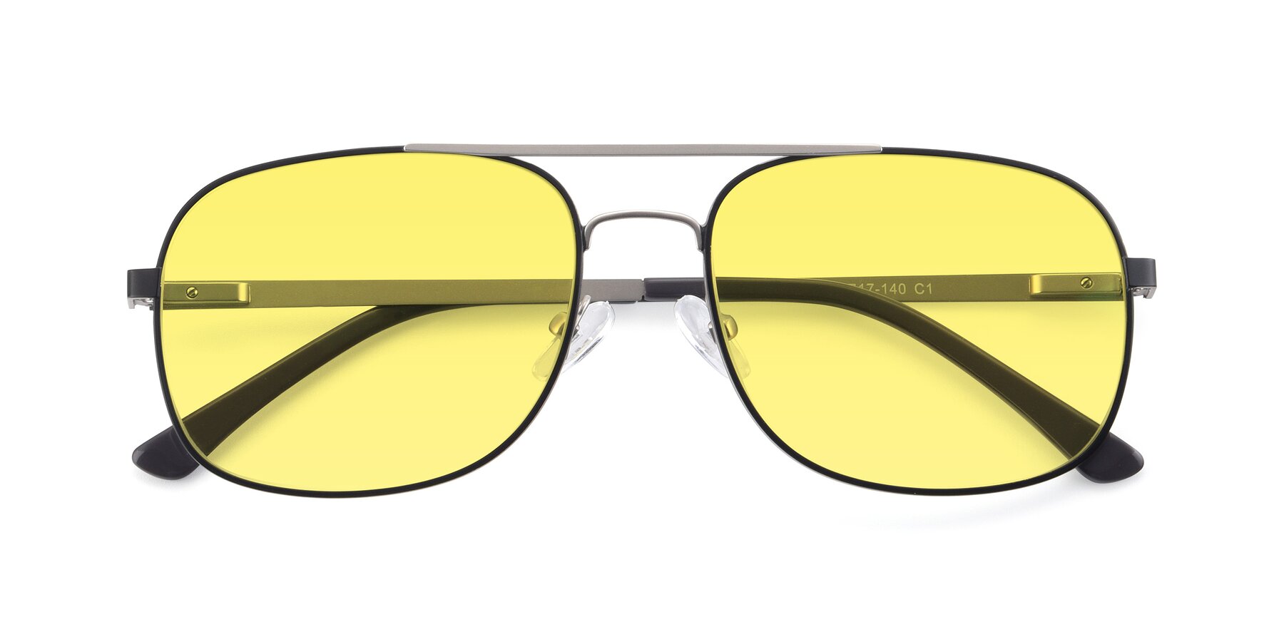 Folded Front of 9487 in Black-Silver with Medium Yellow Tinted Lenses