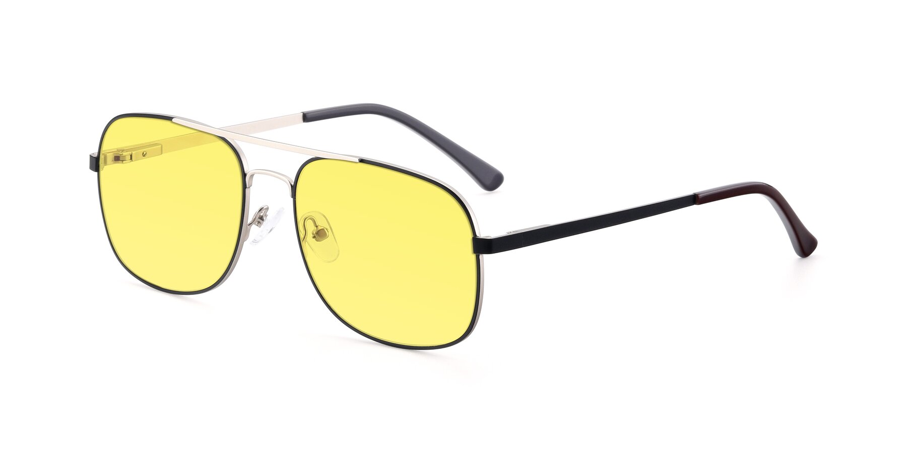 Angle of 9487 in Black-Silver with Medium Yellow Tinted Lenses