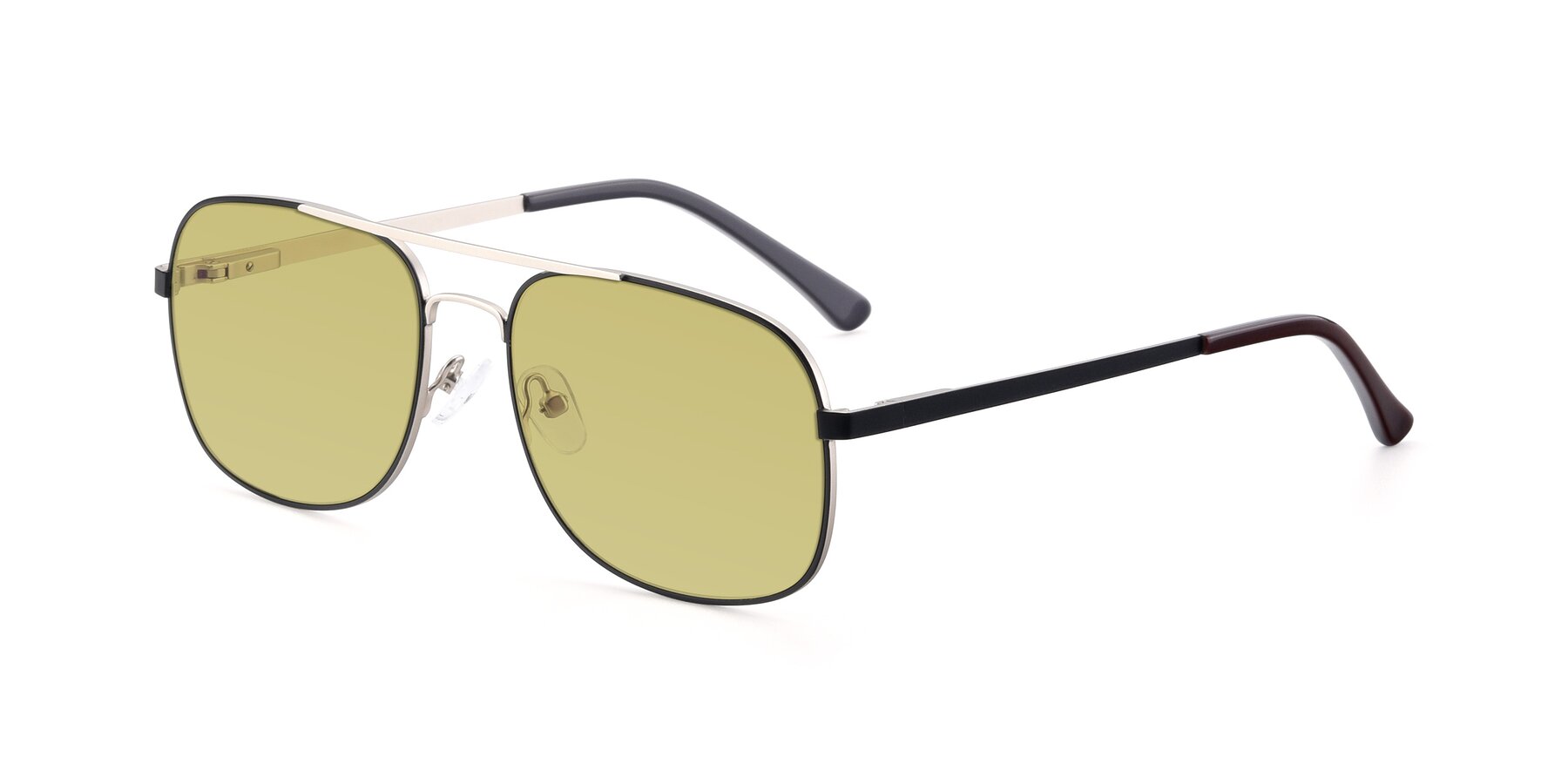 Angle of 9487 in Black-Silver with Medium Champagne Tinted Lenses