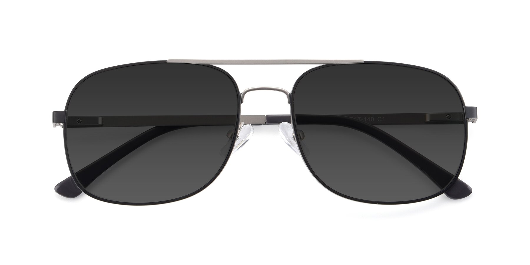 Folded Front of 9487 in Black-Silver with Gray Tinted Lenses