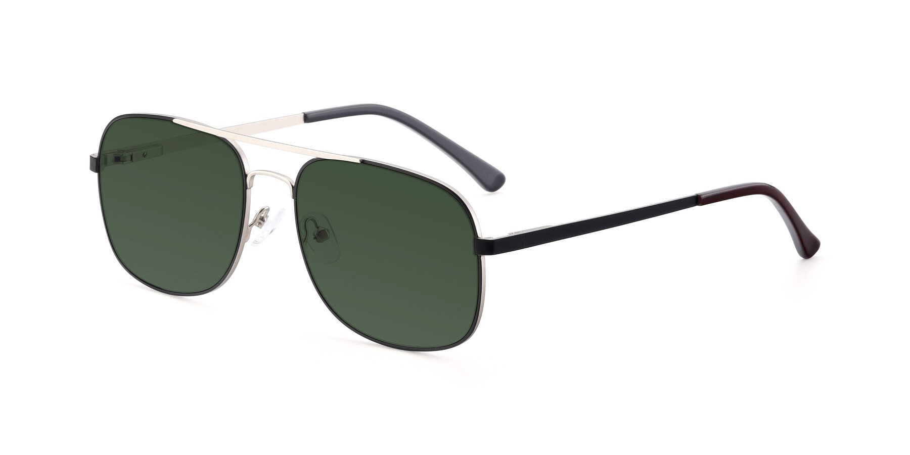 Angle of 9487 in Black-Silver with Green Tinted Lenses