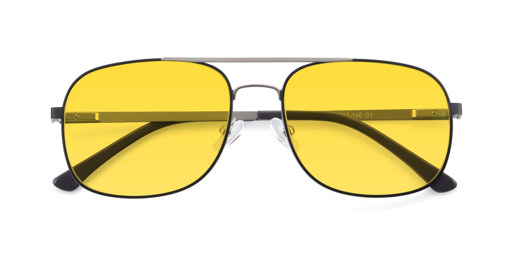 Folded Front of 9487 in Black-Silver with Yellow Tinted Lenses