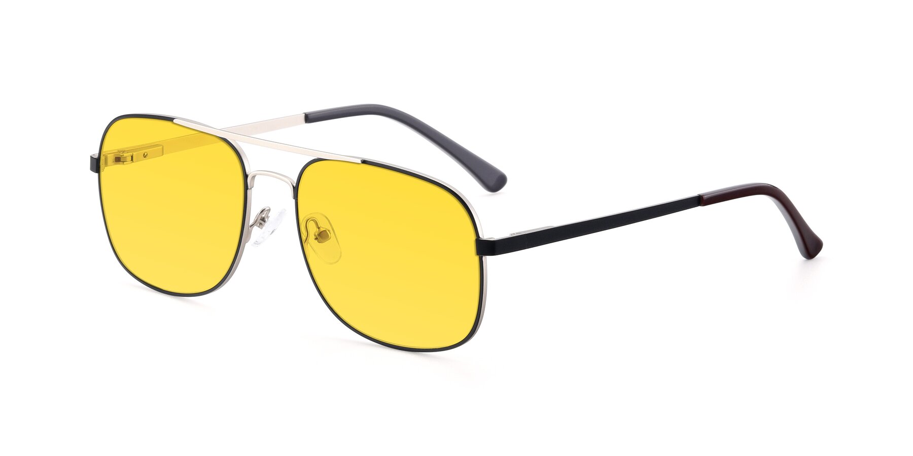 Angle of 9487 in Black-Silver with Yellow Tinted Lenses