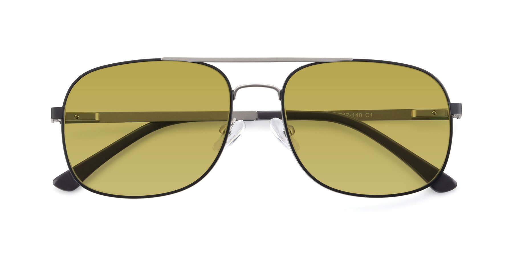 Folded Front of 9487 in Black-Silver with Champagne Tinted Lenses