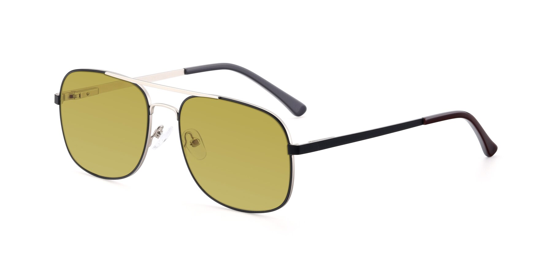 Angle of 9487 in Black-Silver with Champagne Tinted Lenses