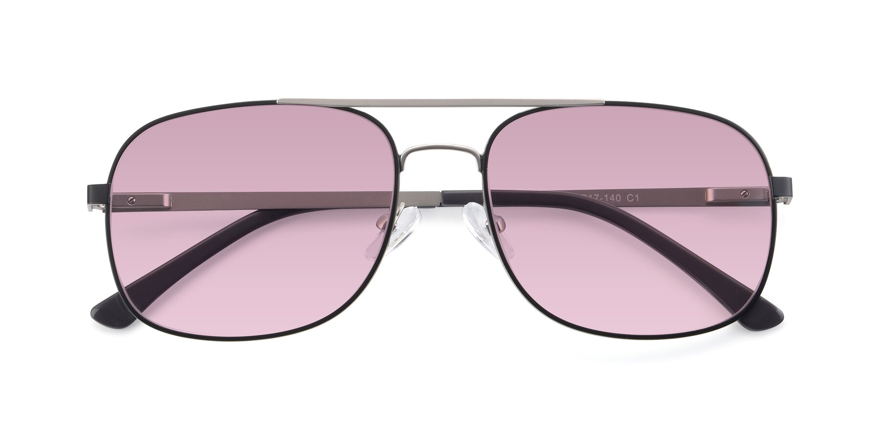 Folded Front of 9487 in Black-Silver with Light Wine Tinted Lenses