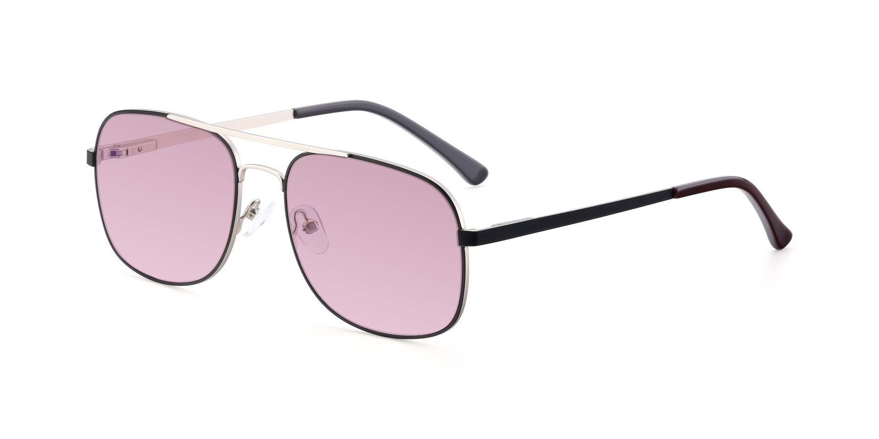 Angle of 9487 in Black-Silver with Light Wine Tinted Lenses