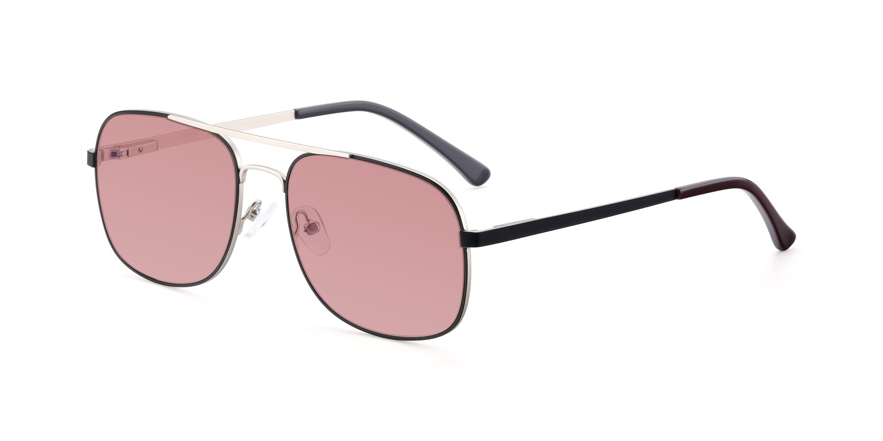 Angle of 9487 in Black-Silver with Medium Garnet Tinted Lenses