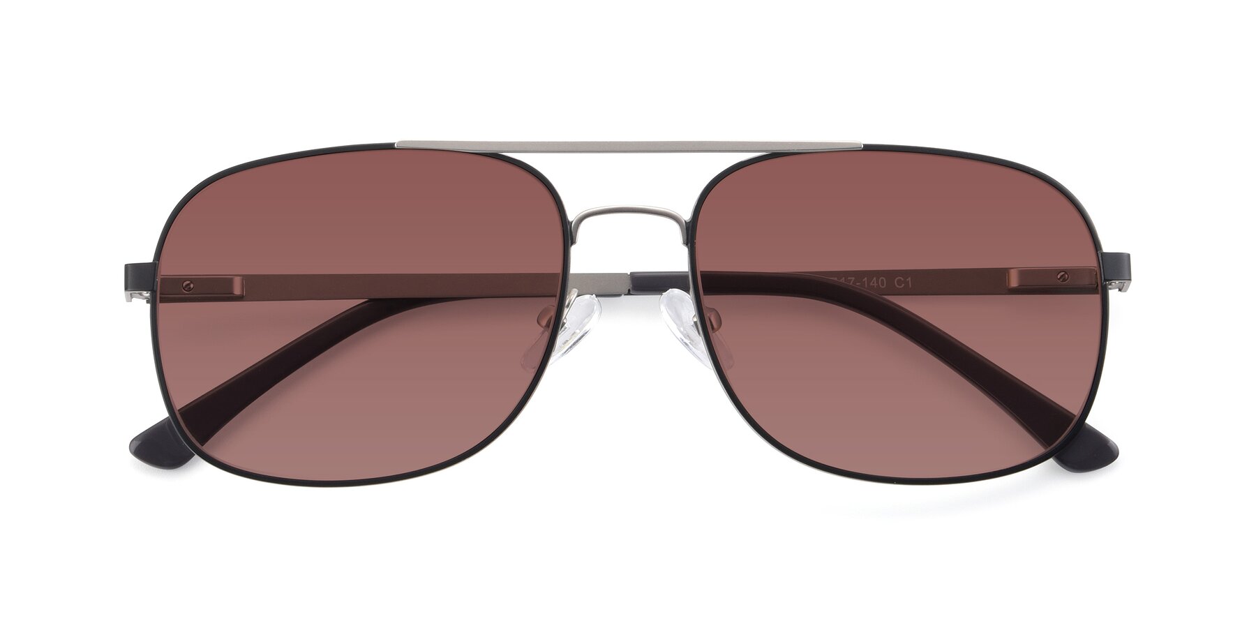 Folded Front of 9487 in Black-Silver with Garnet Tinted Lenses