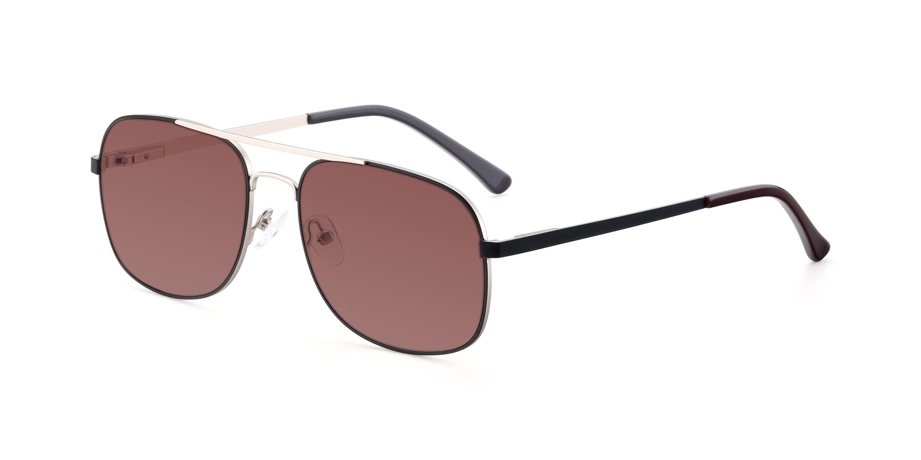 Angle of 9487 in Black-Silver with Garnet Tinted Lenses