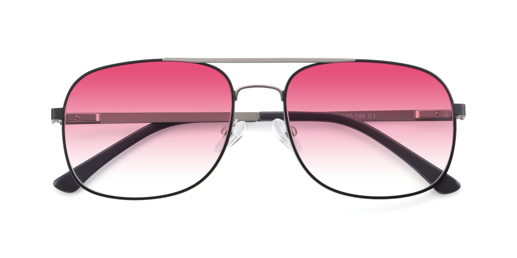 Folded Front of 9487 in Black-Silver with Pink Gradient Lenses