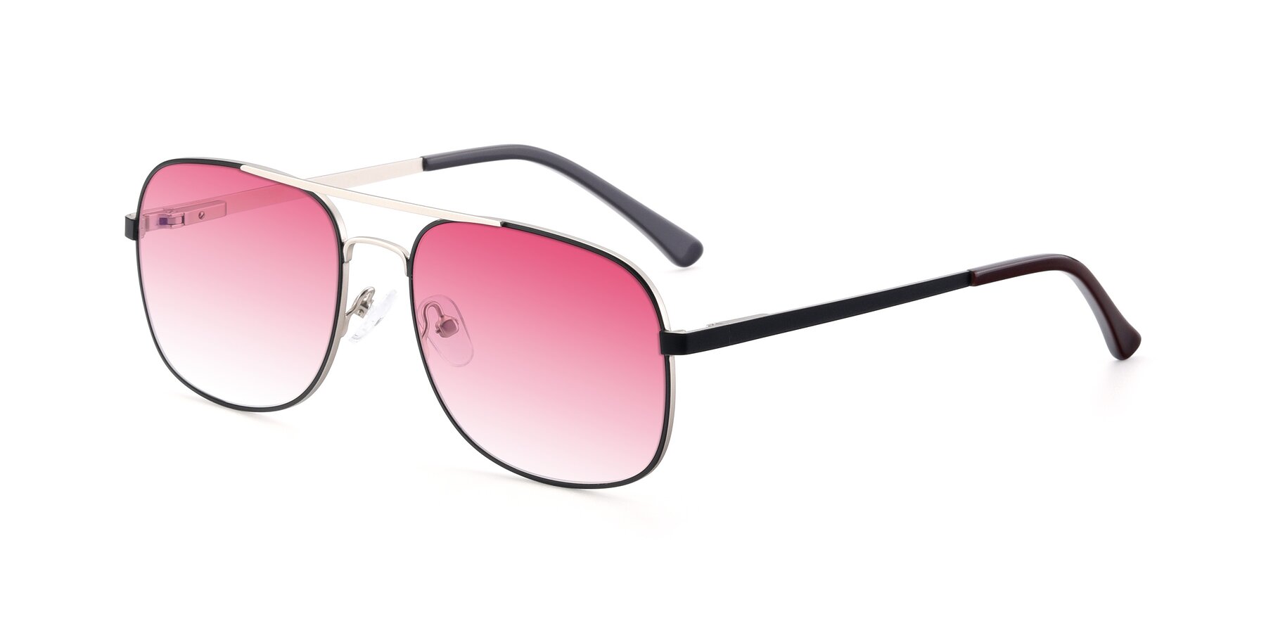 Angle of 9487 in Black-Silver with Pink Gradient Lenses