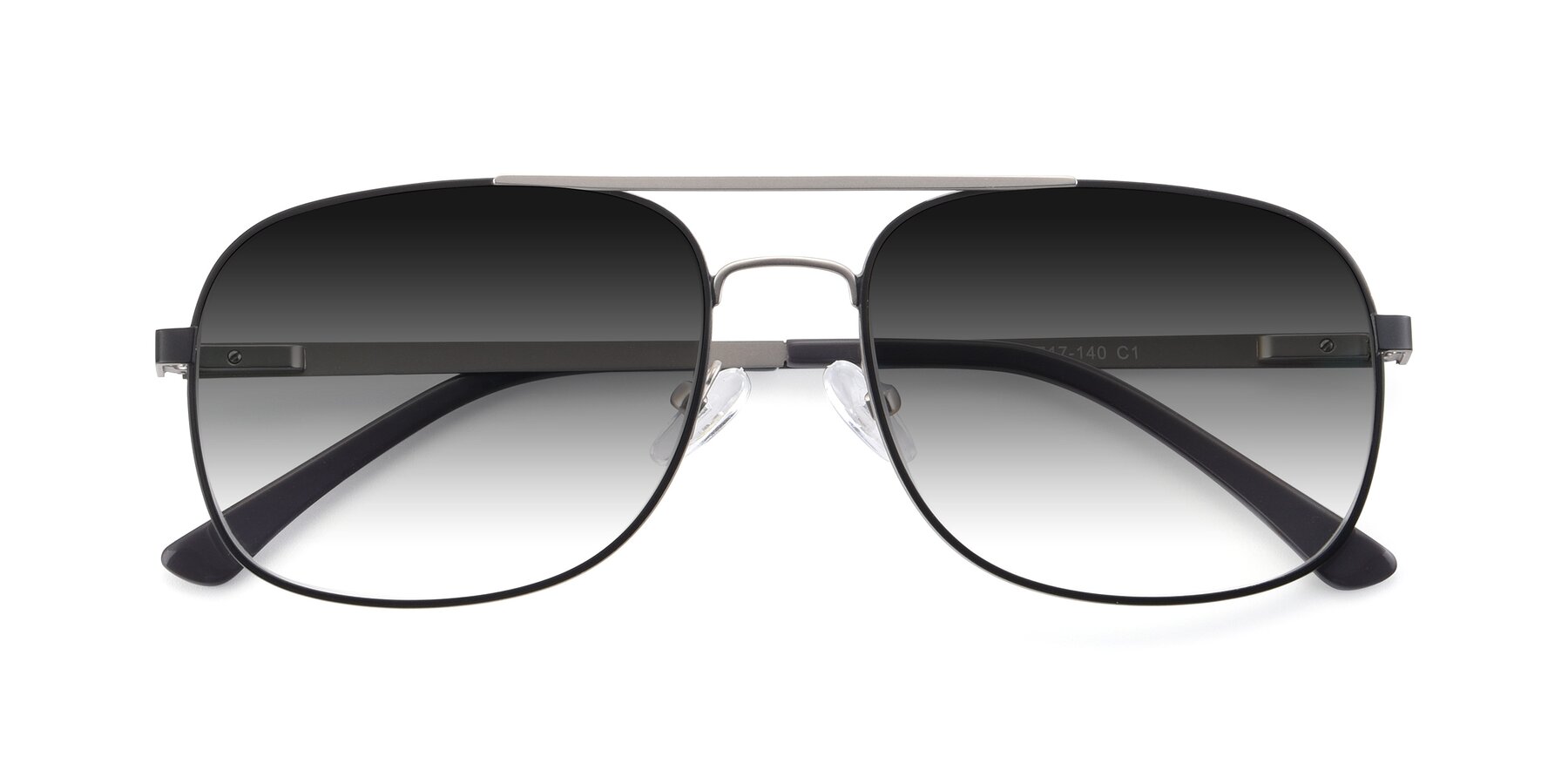 Folded Front of 9487 in Black-Silver with Gray Gradient Lenses