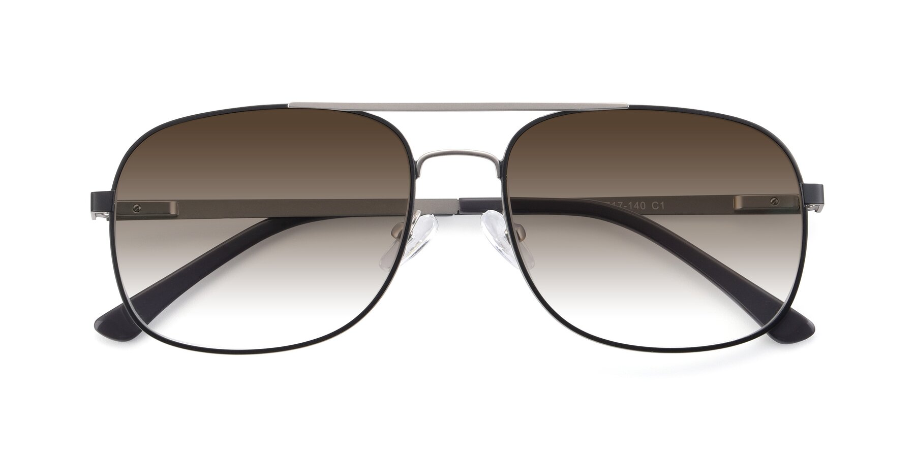 Folded Front of 9487 in Black-Silver with Brown Gradient Lenses