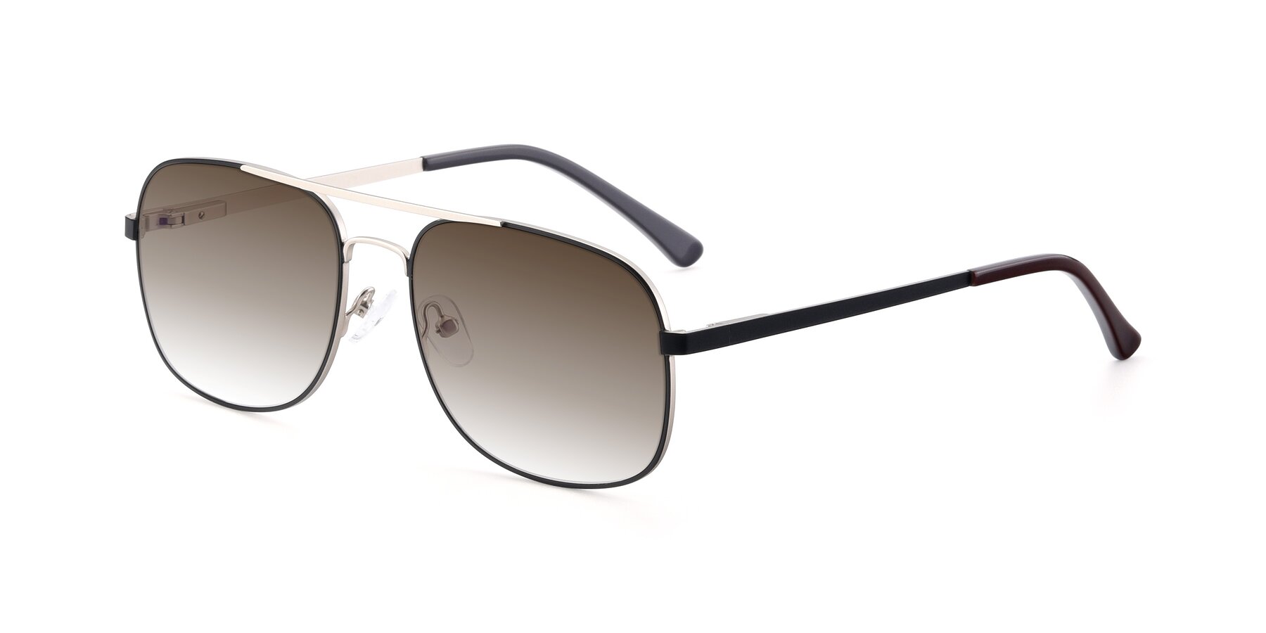 Angle of 9487 in Black-Silver with Brown Gradient Lenses