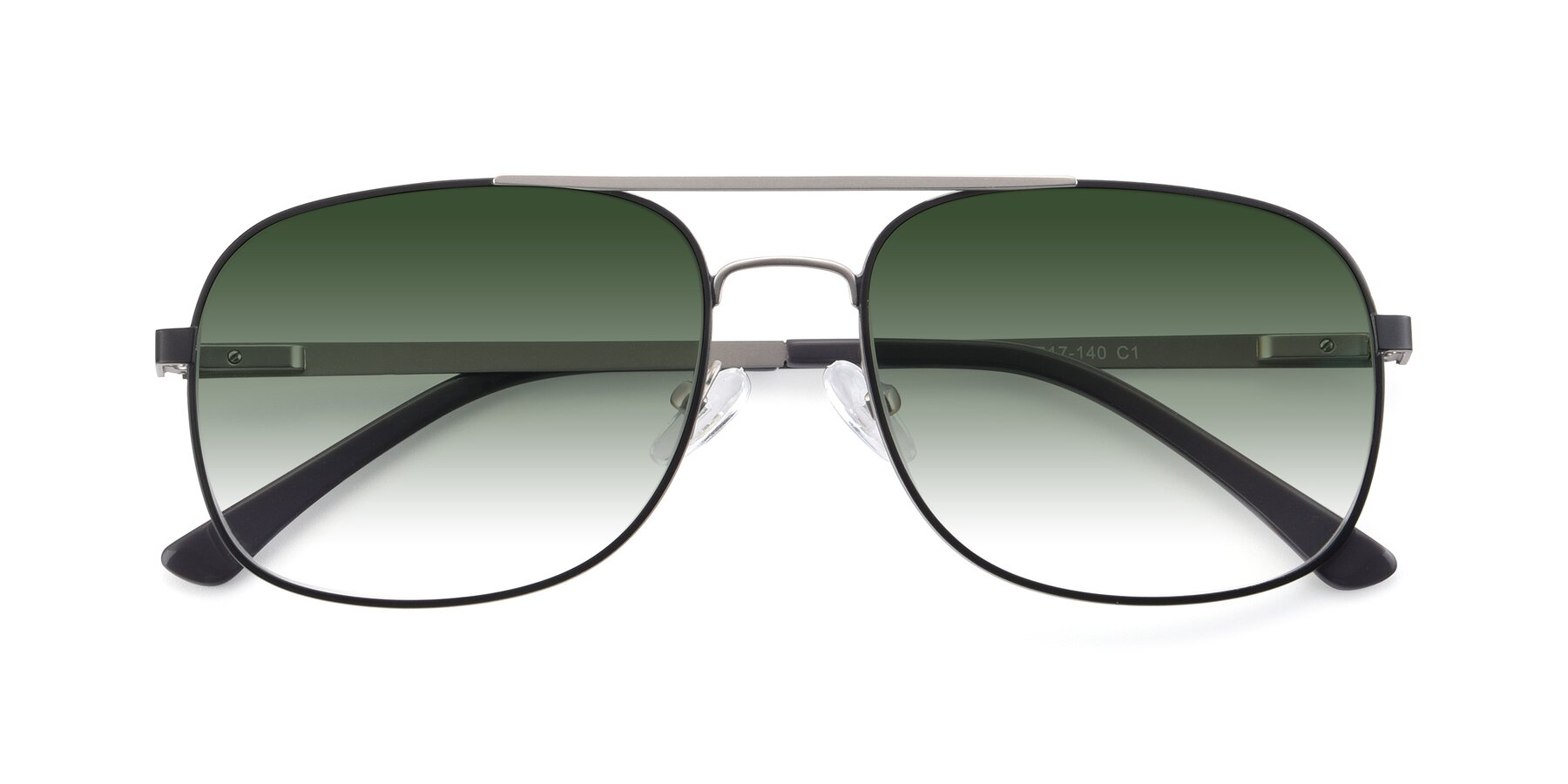 Folded Front of 9487 in Black-Silver with Green Gradient Lenses