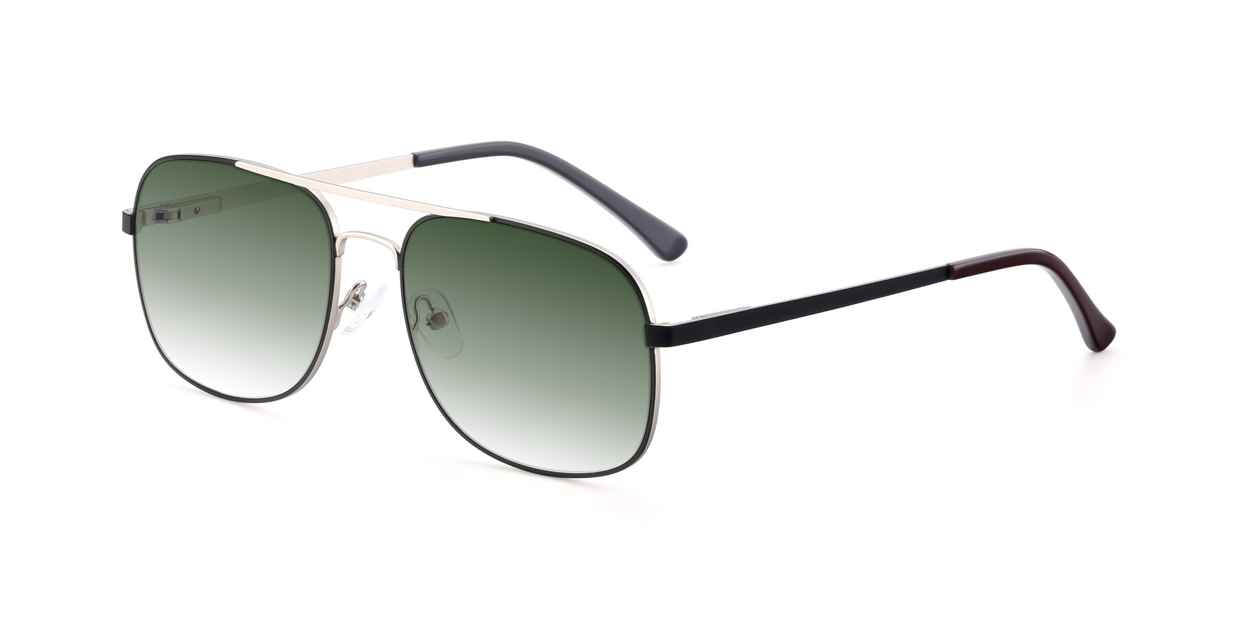 Angle of 9487 in Black-Silver with Green Gradient Lenses
