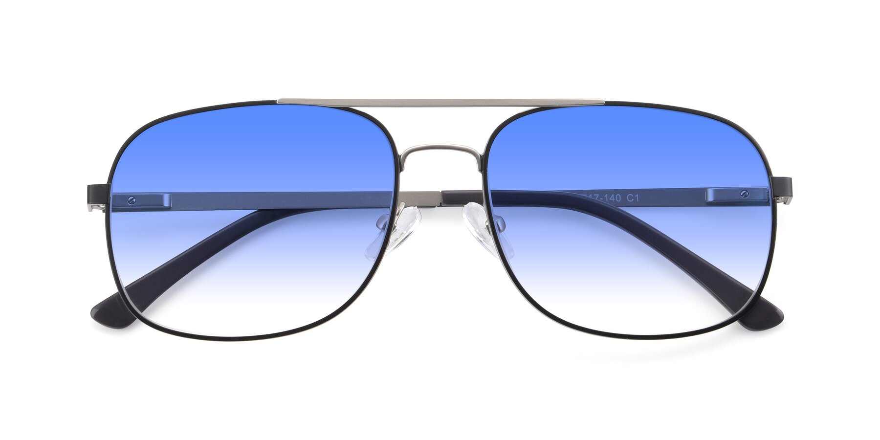 Folded Front of 9487 in Black-Silver with Blue Gradient Lenses