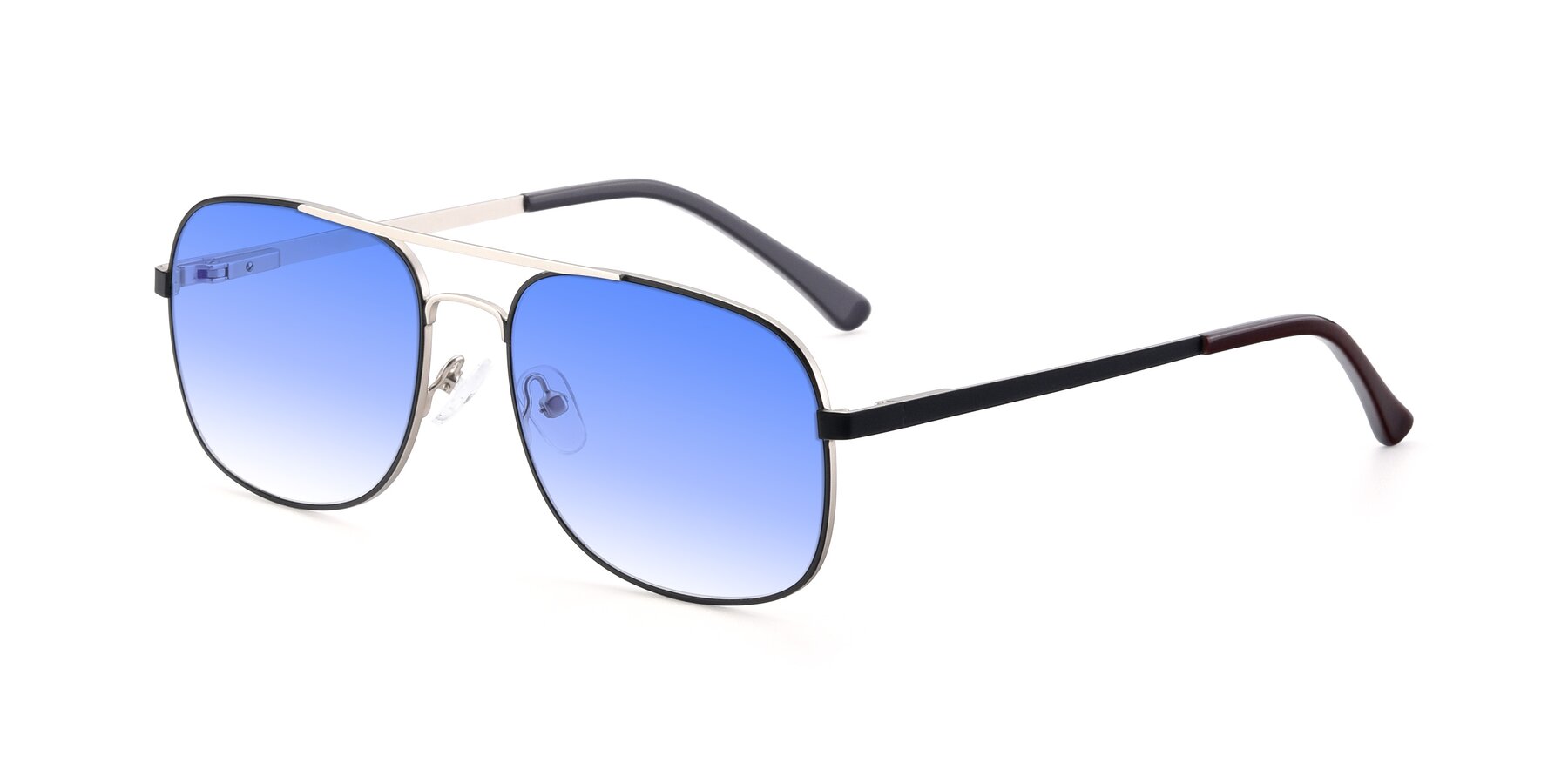 Angle of 9487 in Black-Silver with Blue Gradient Lenses