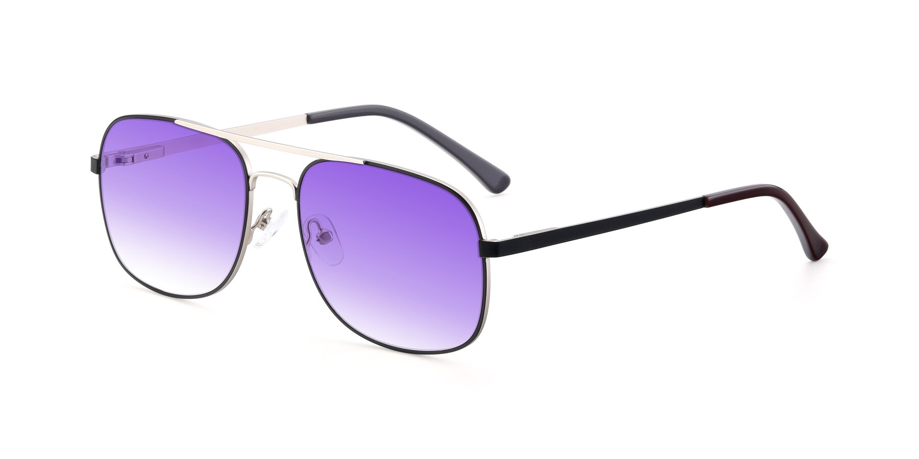 Angle of 9487 in Black-Silver with Purple Gradient Lenses