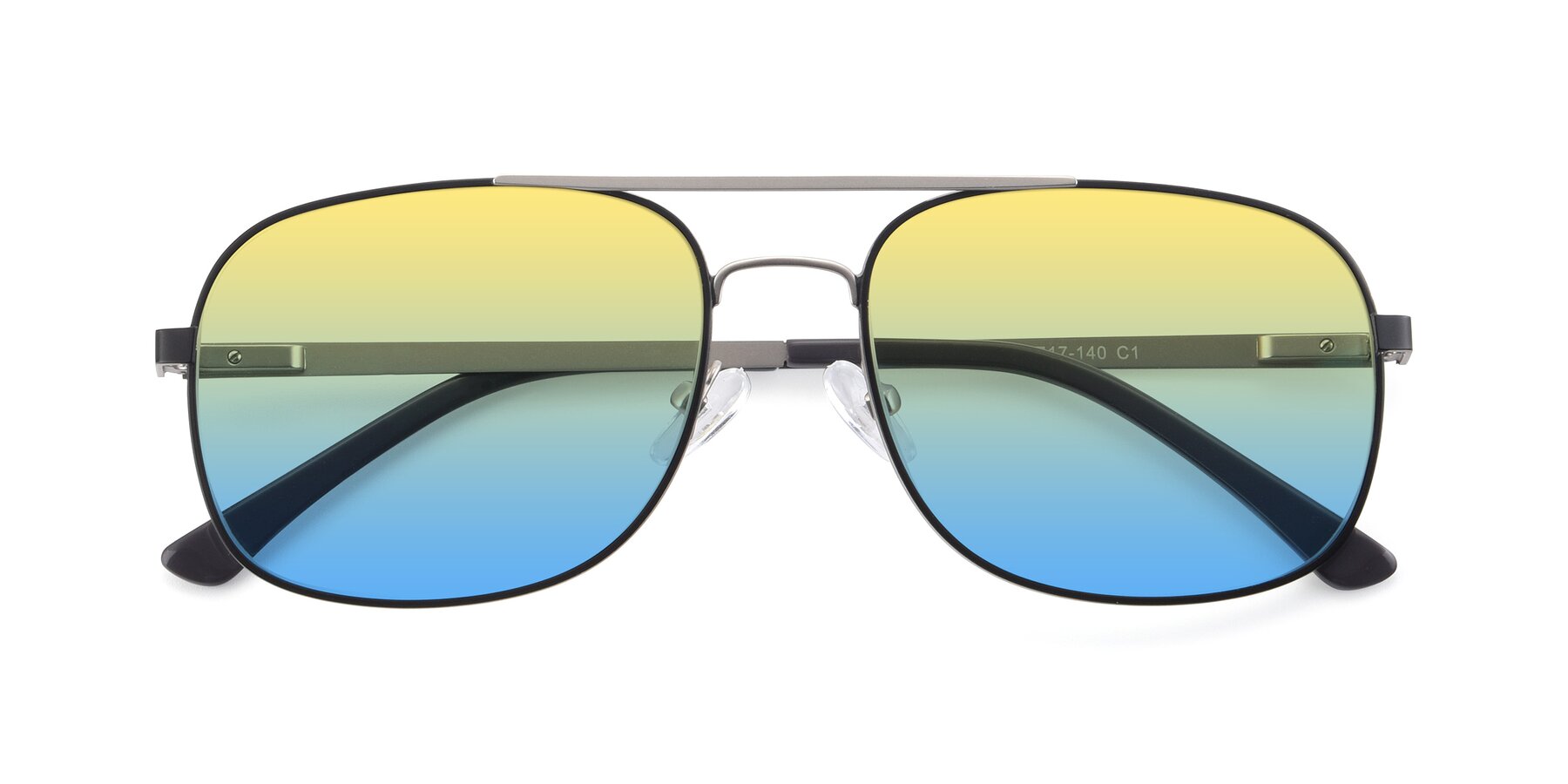 Folded Front of 9487 in Black-Silver with Yellow / Blue Gradient Lenses