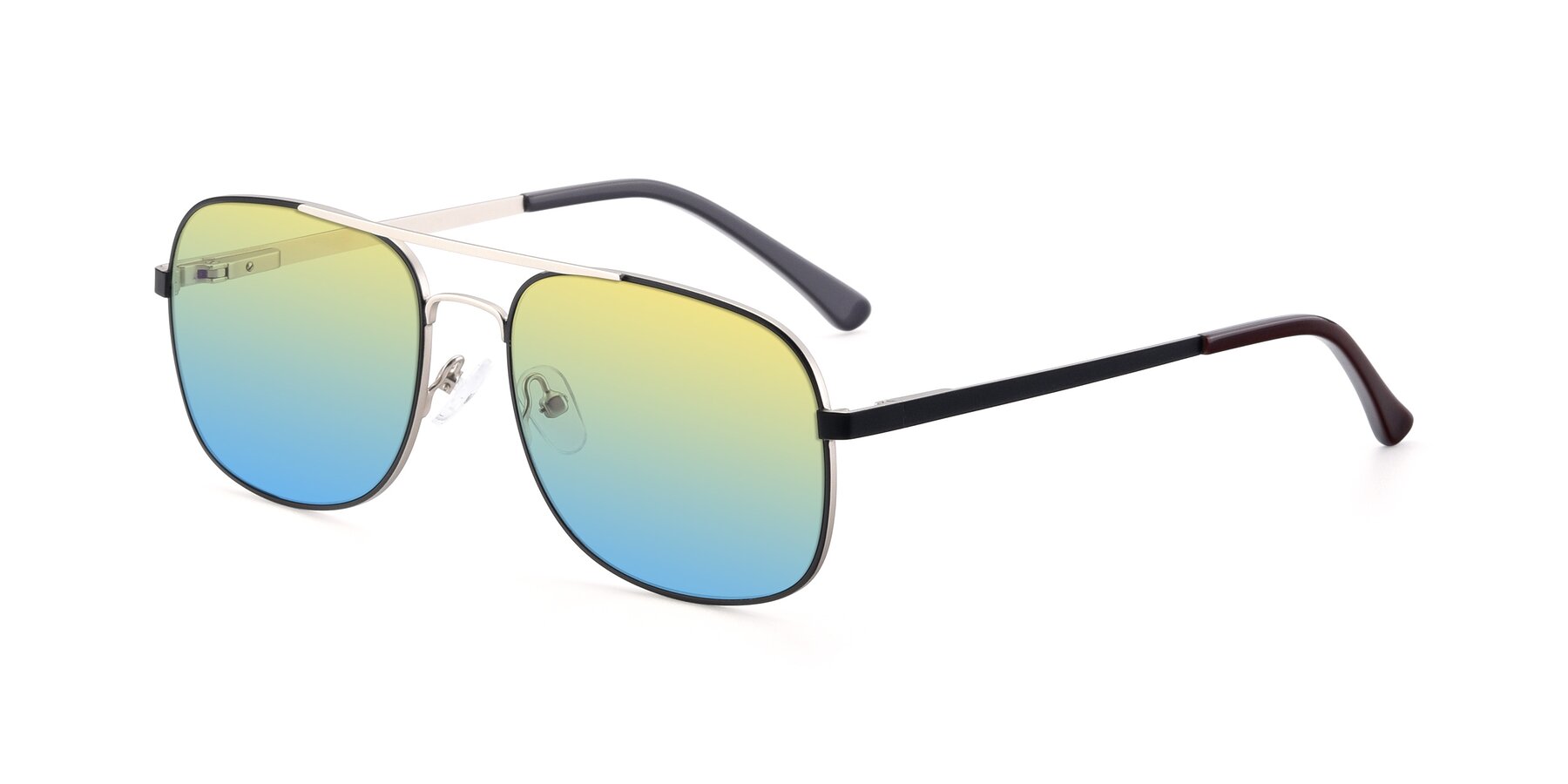 Angle of 9487 in Black-Silver with Yellow / Blue Gradient Lenses