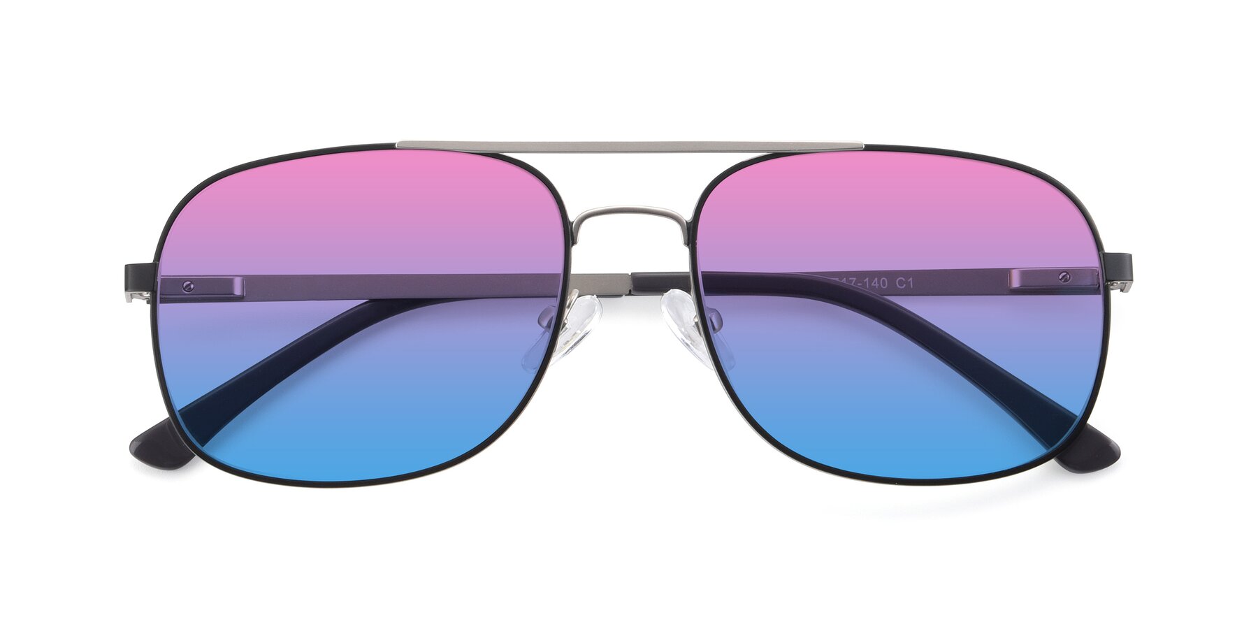 Folded Front of 9487 in Black-Silver with Pink / Blue Gradient Lenses