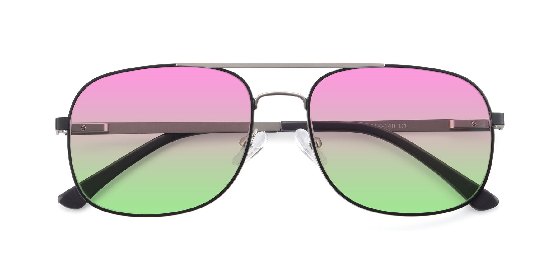Folded Front of 9487 in Black-Silver with Pink / Green Gradient Lenses