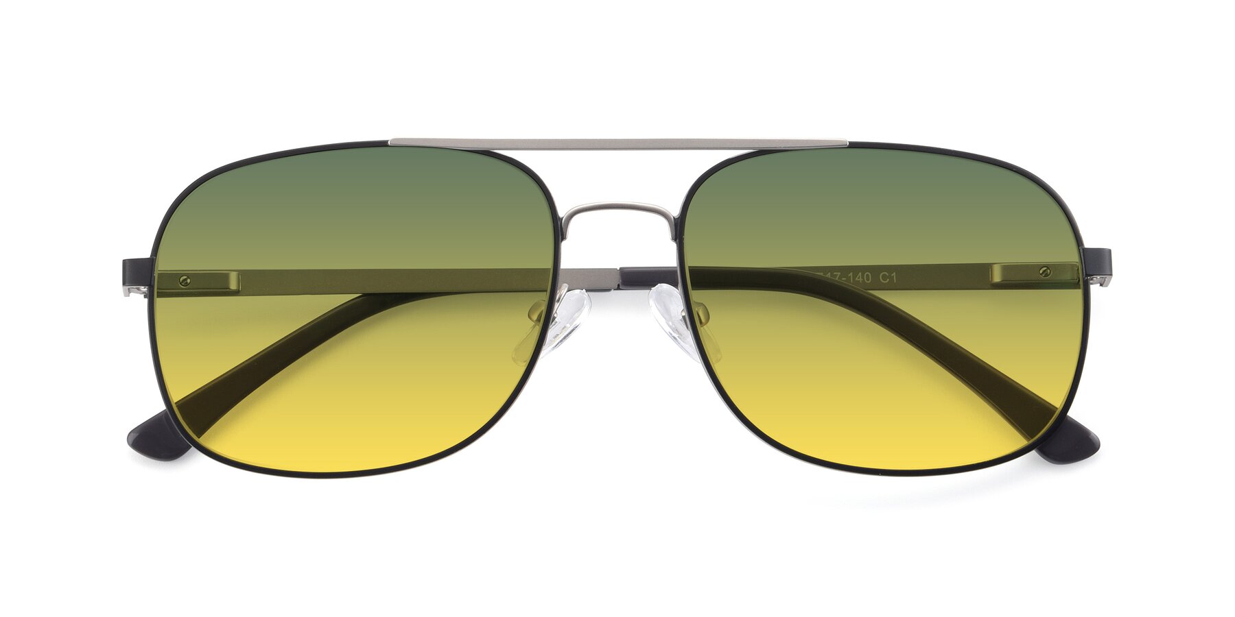 Folded Front of 9487 in Black-Silver with Green / Yellow Gradient Lenses