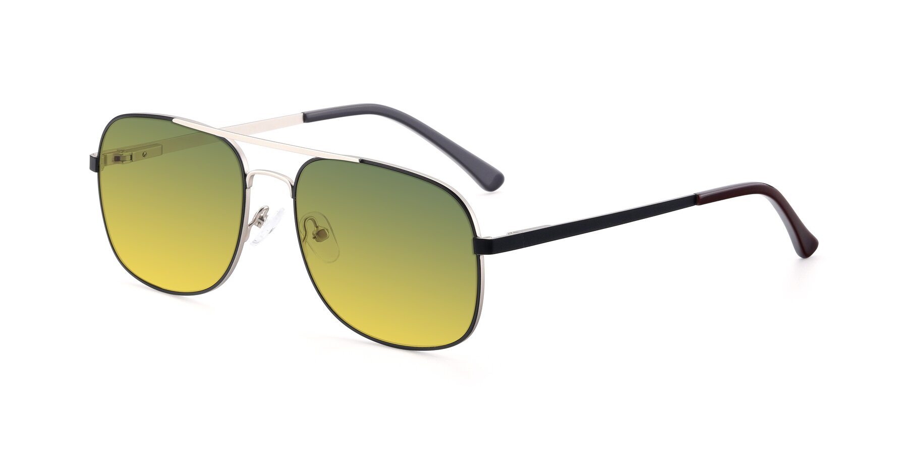 Angle of 9487 in Black-Silver with Green / Yellow Gradient Lenses