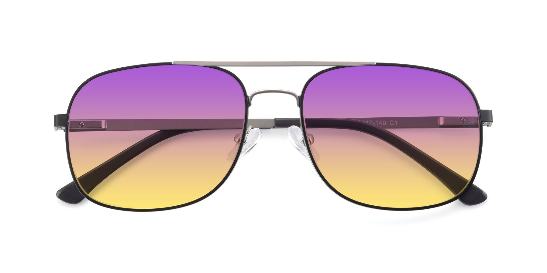 Folded Front of 9487 in Black-Silver with Purple / Yellow Gradient Lenses