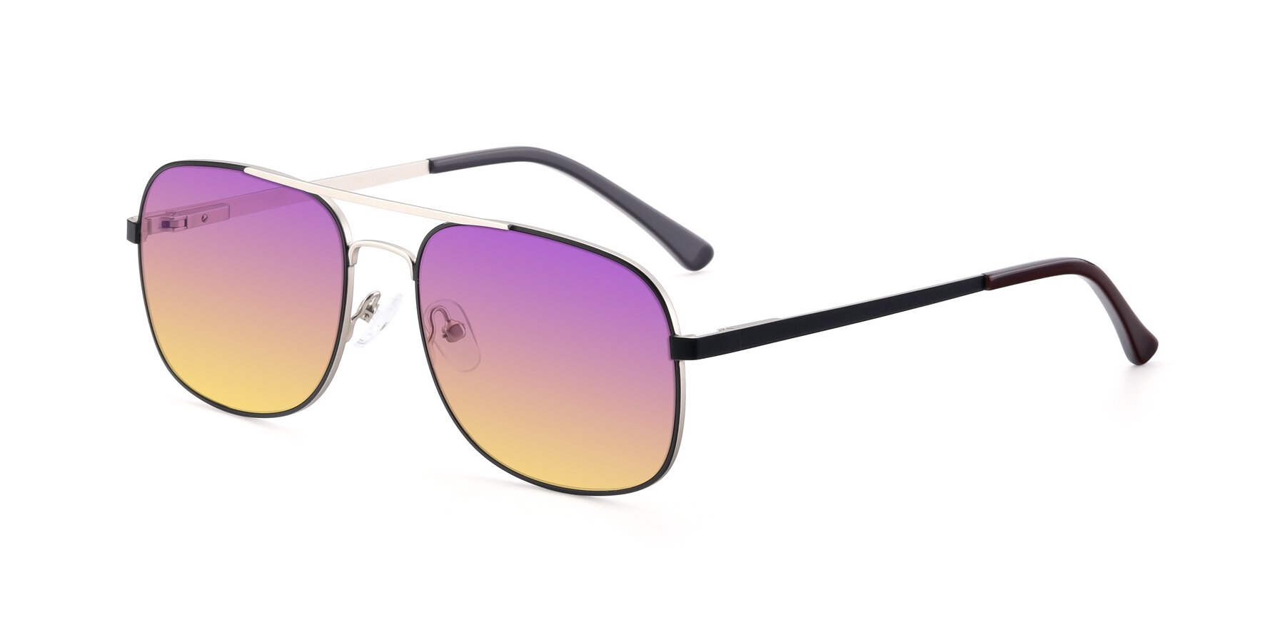 Angle of 9487 in Black-Silver with Purple / Yellow Gradient Lenses