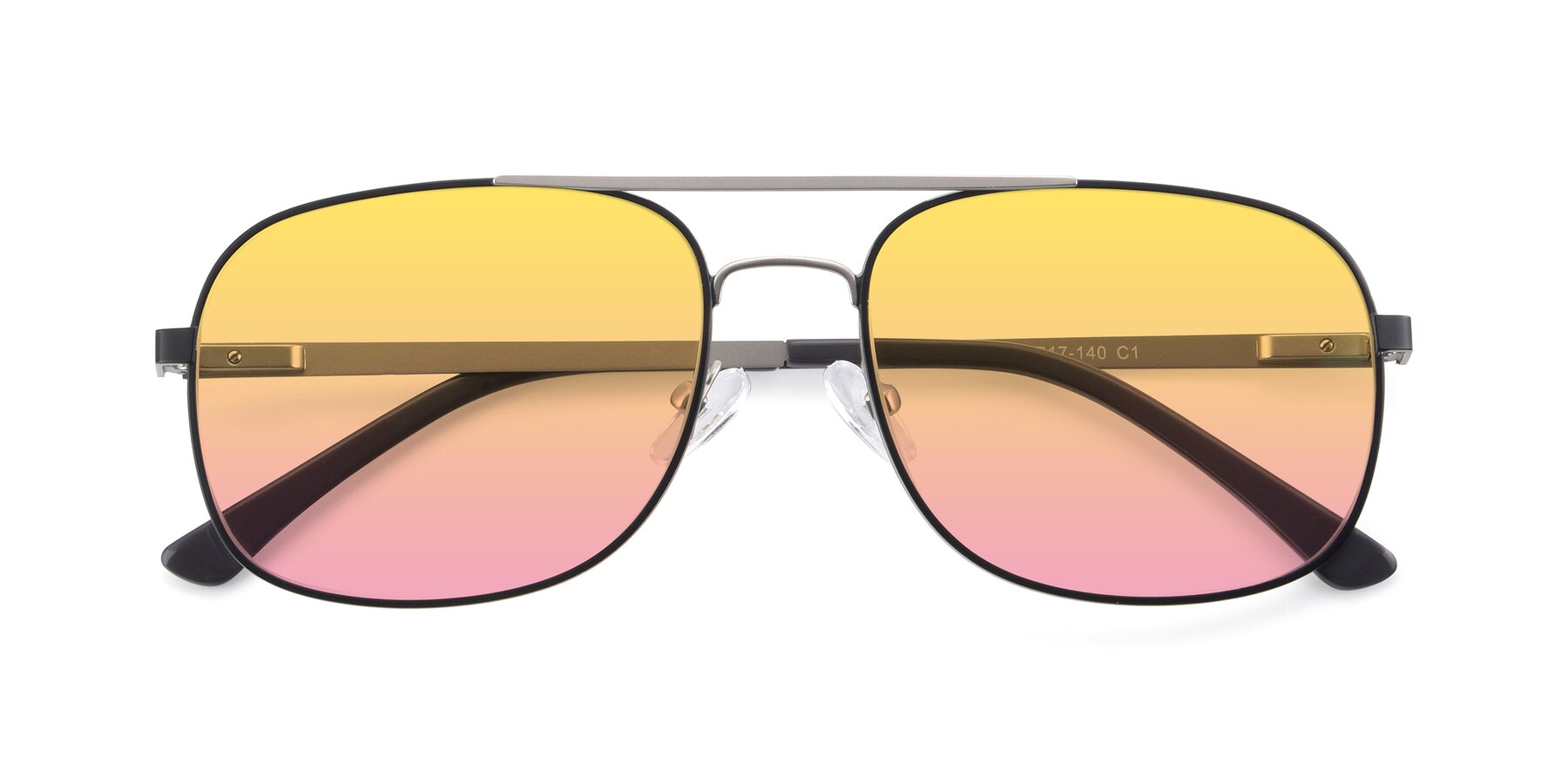 Folded Front of 9487 in Black-Silver with Yellow / Pink Gradient Lenses