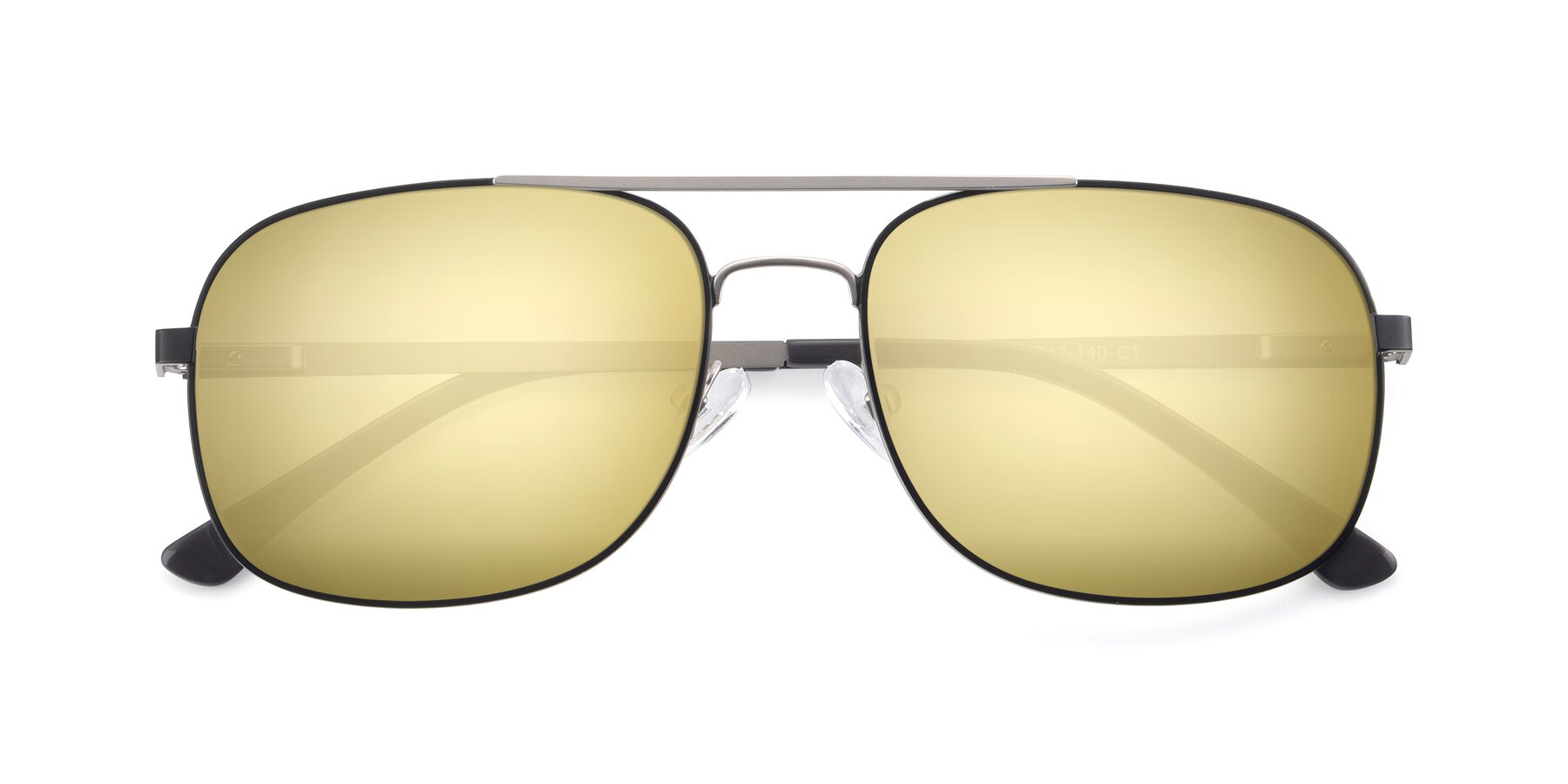 Folded Front of 9487 in Black-Silver with Gold Mirrored Lenses