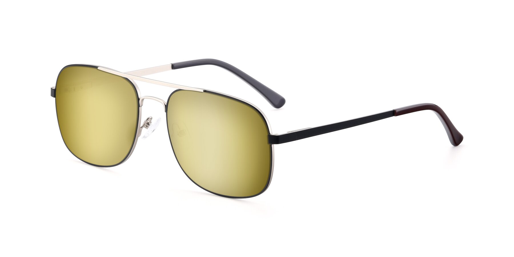 Angle of 9487 in Black-Silver with Gold Mirrored Lenses