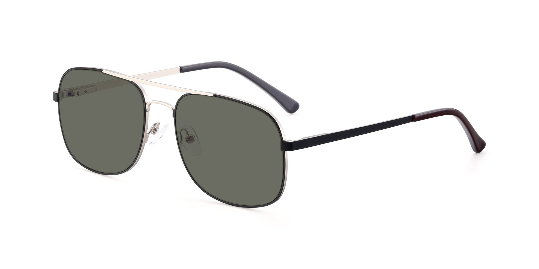 Black-Silver Oversized Grandpa Square Polarized Sunglasses with Gray  Sunwear Lenses - 9487