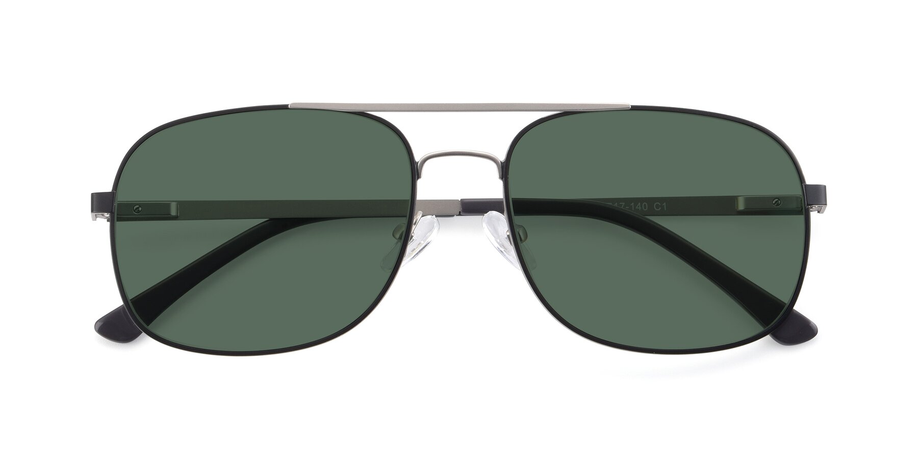 Folded Front of 9487 in Black-Silver with Green Polarized Lenses