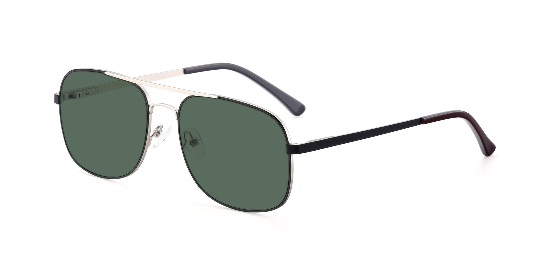 Angle of 9487 in Black-Silver with Green Polarized Lenses