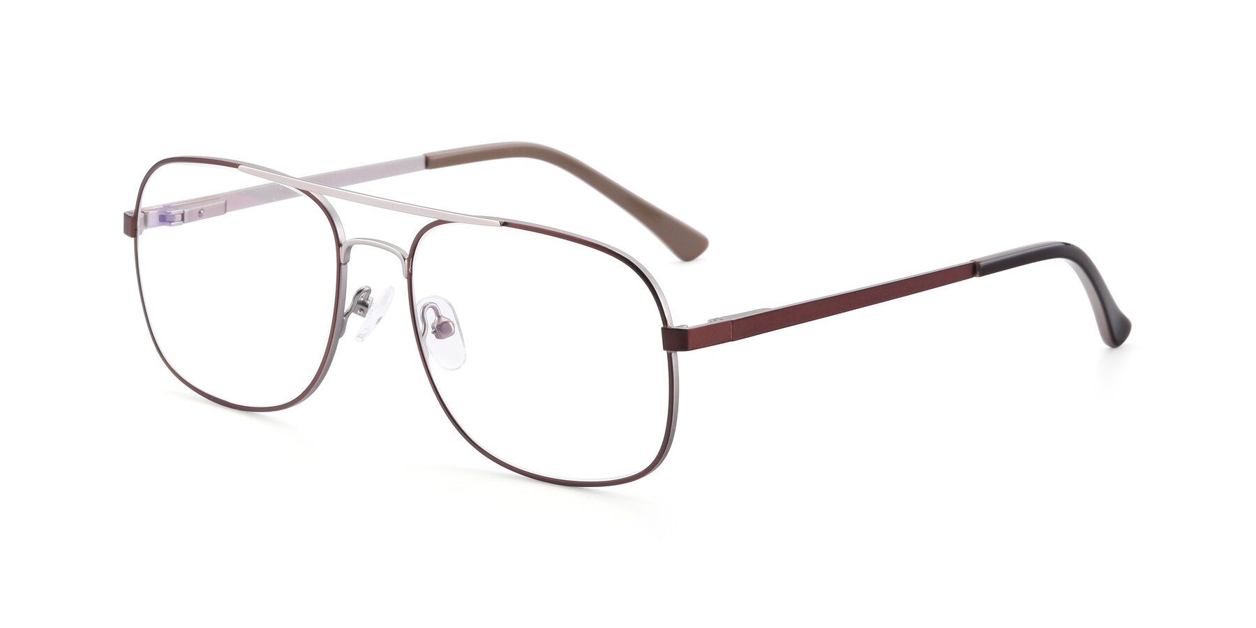 Angle of 9487 in Brown-Silver with Clear Blue Light Blocking Lenses
