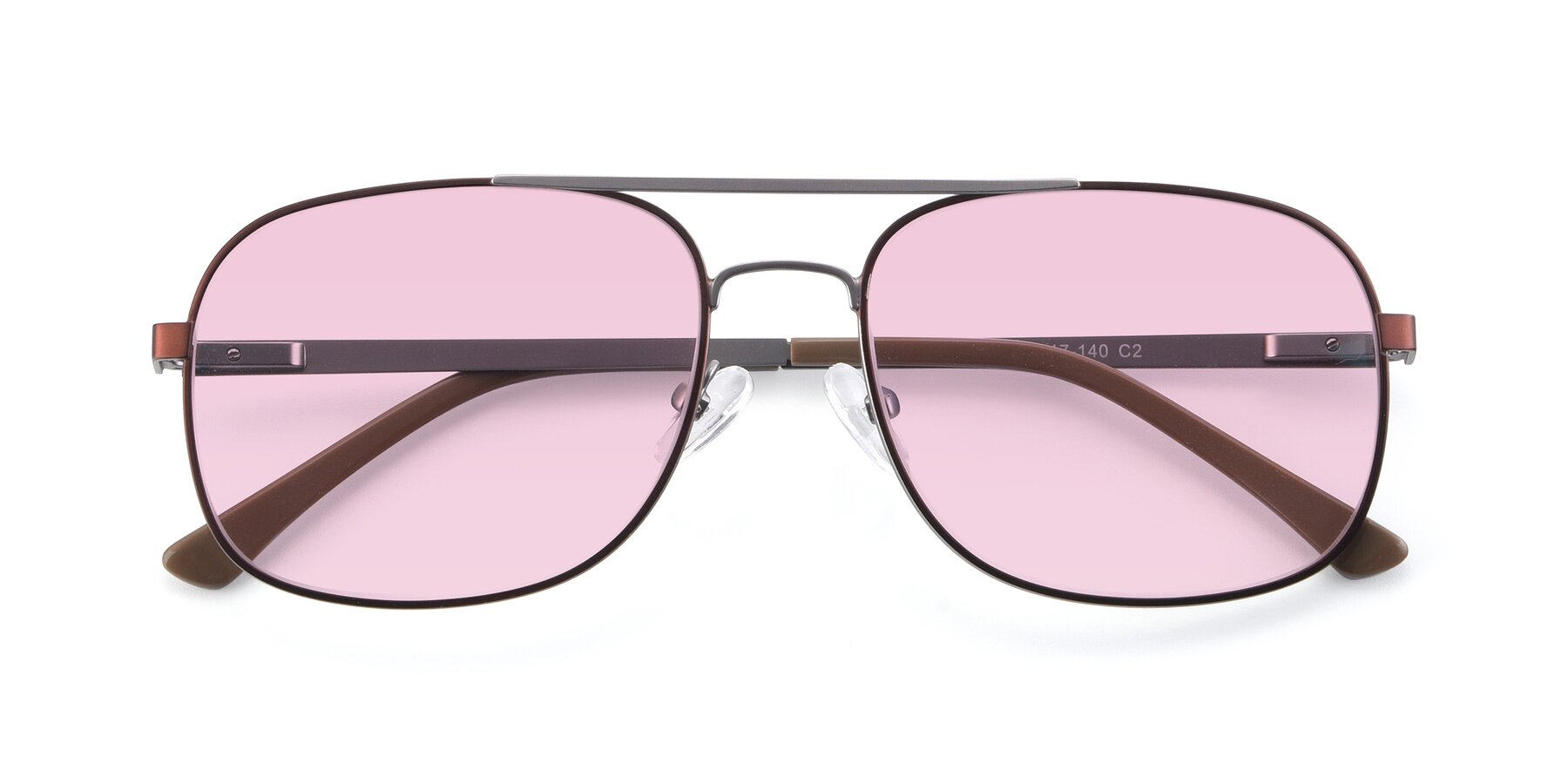 Folded Front of 9487 in Brown-Silver with Light Pink Tinted Lenses