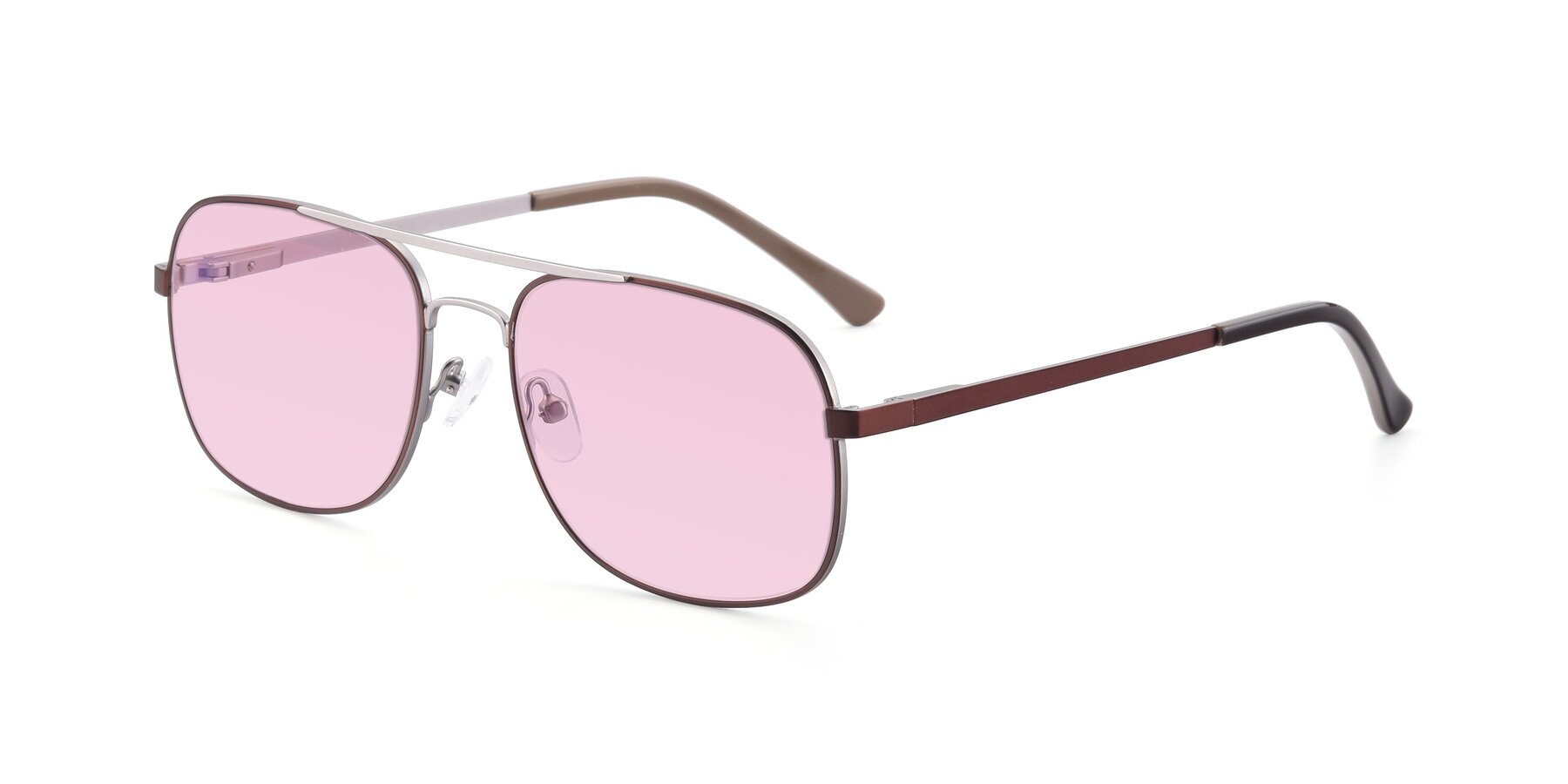 Angle of 9487 in Brown-Silver with Light Pink Tinted Lenses