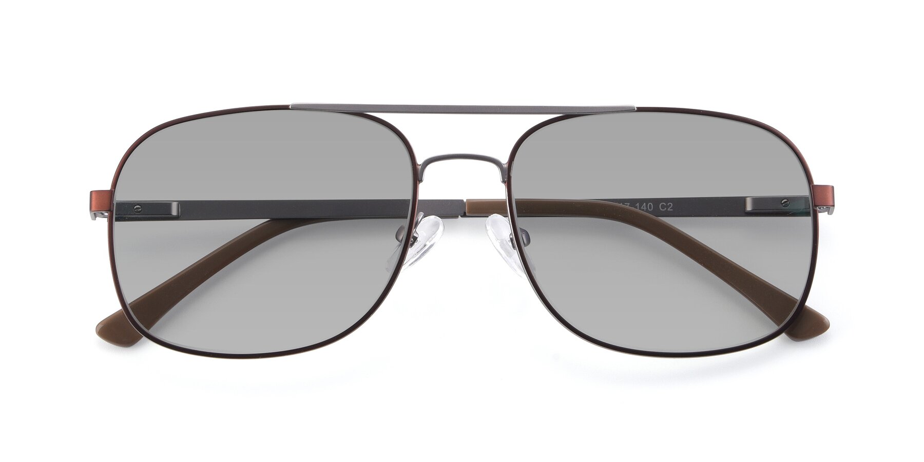 Folded Front of 9487 in Brown-Silver with Light Gray Tinted Lenses