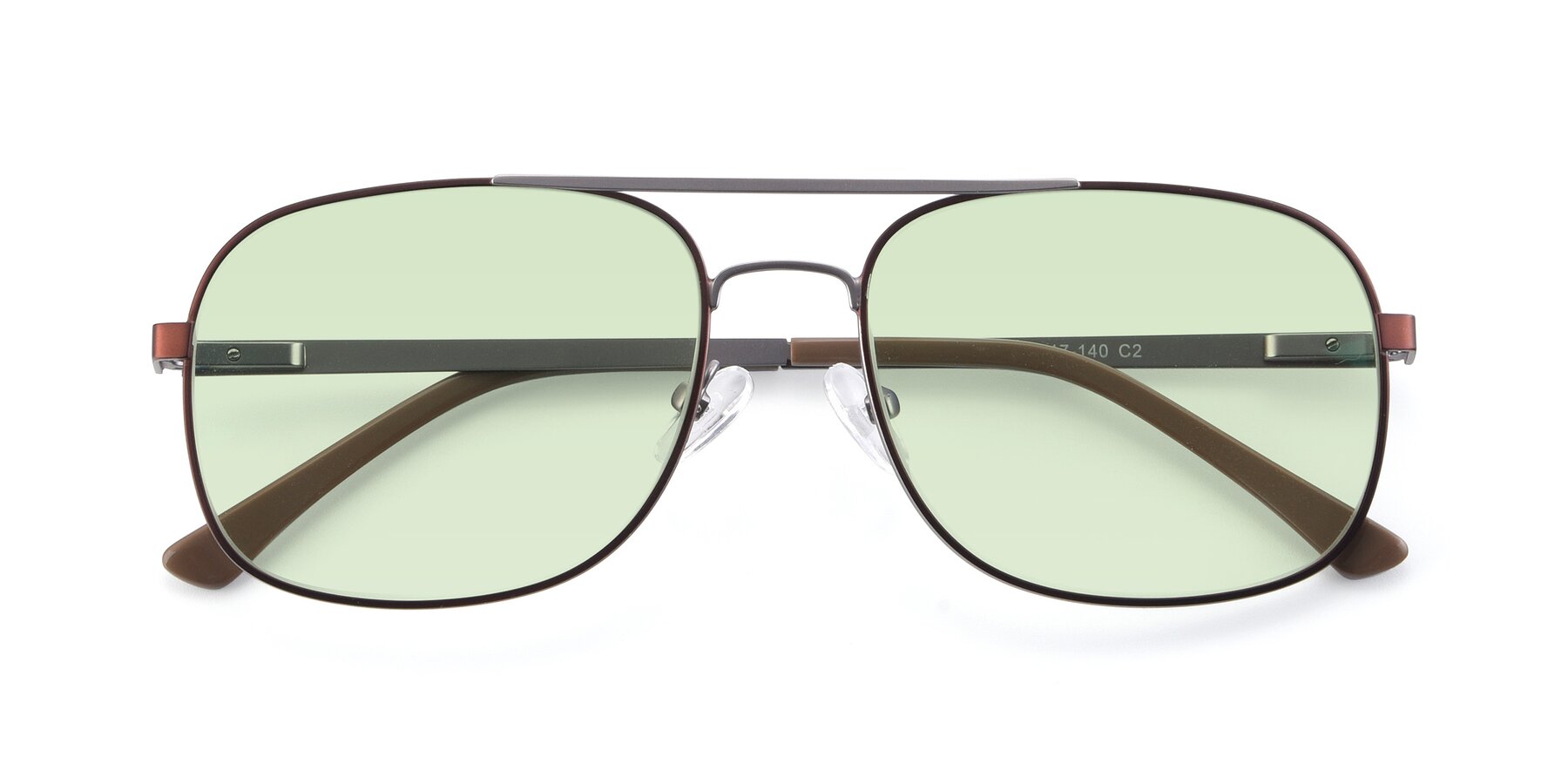 Folded Front of 9487 in Brown-Silver with Light Green Tinted Lenses