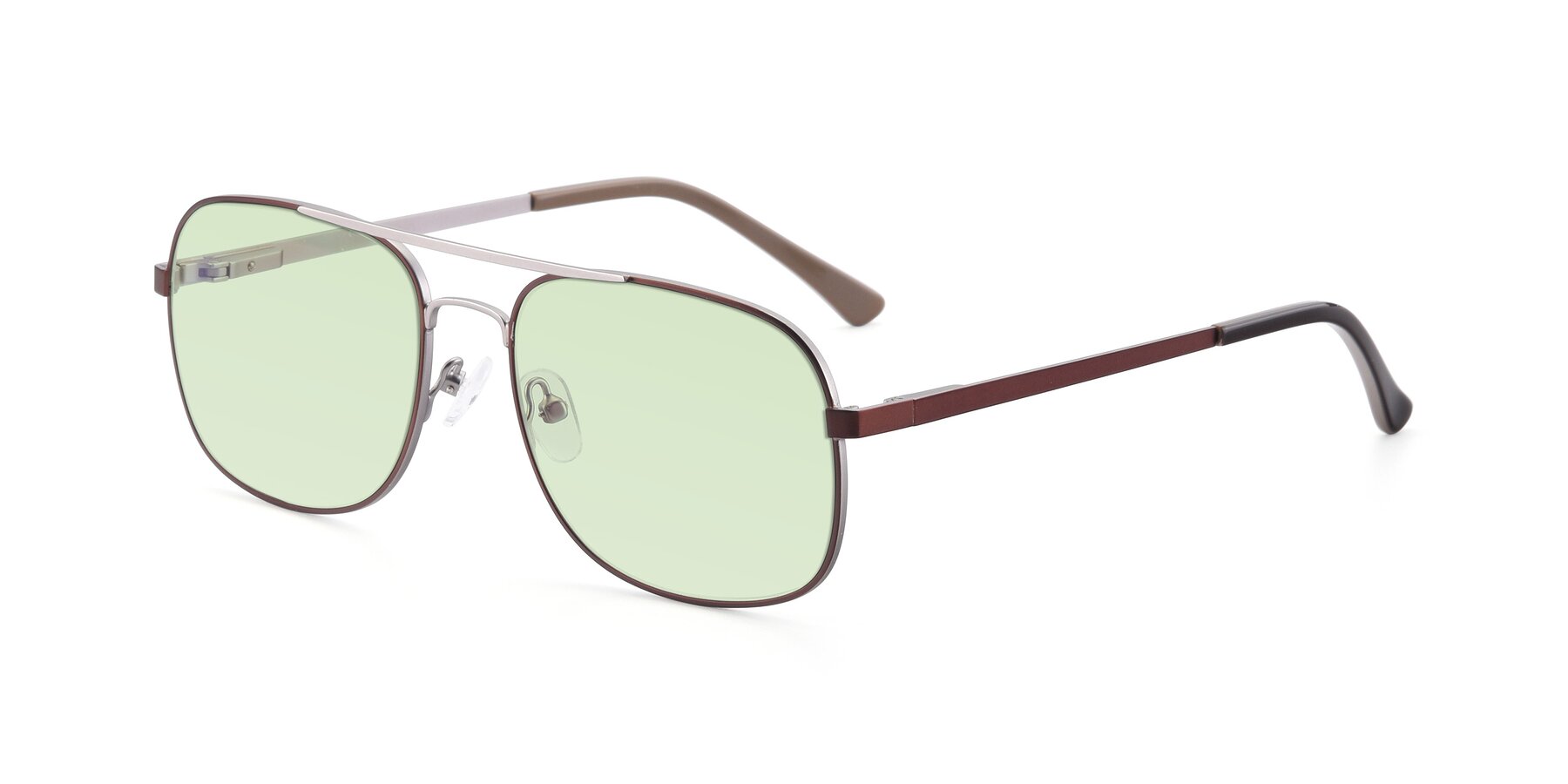 Angle of 9487 in Brown-Silver with Light Green Tinted Lenses