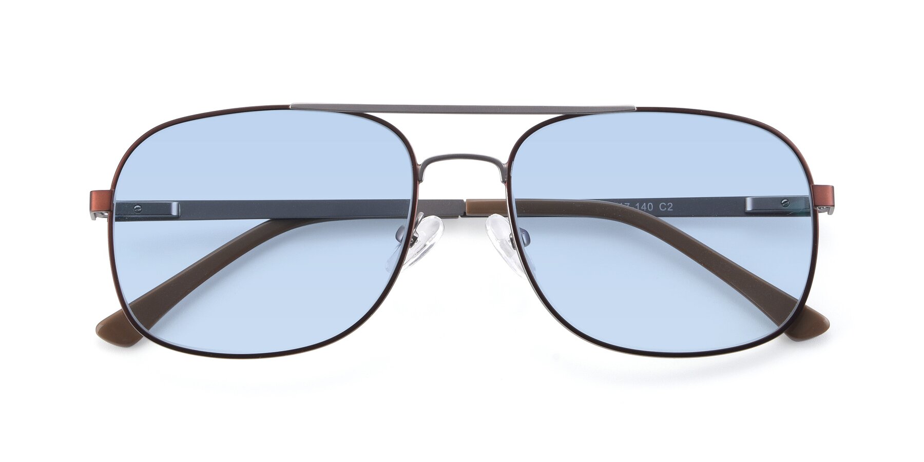 Folded Front of 9487 in Brown-Silver with Light Blue Tinted Lenses