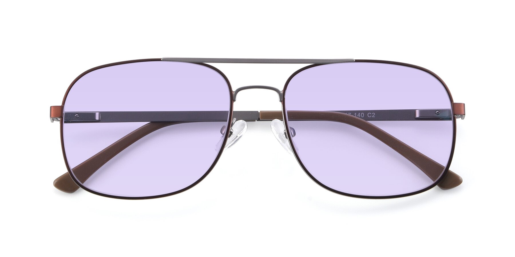Folded Front of 9487 in Brown-Silver with Light Purple Tinted Lenses
