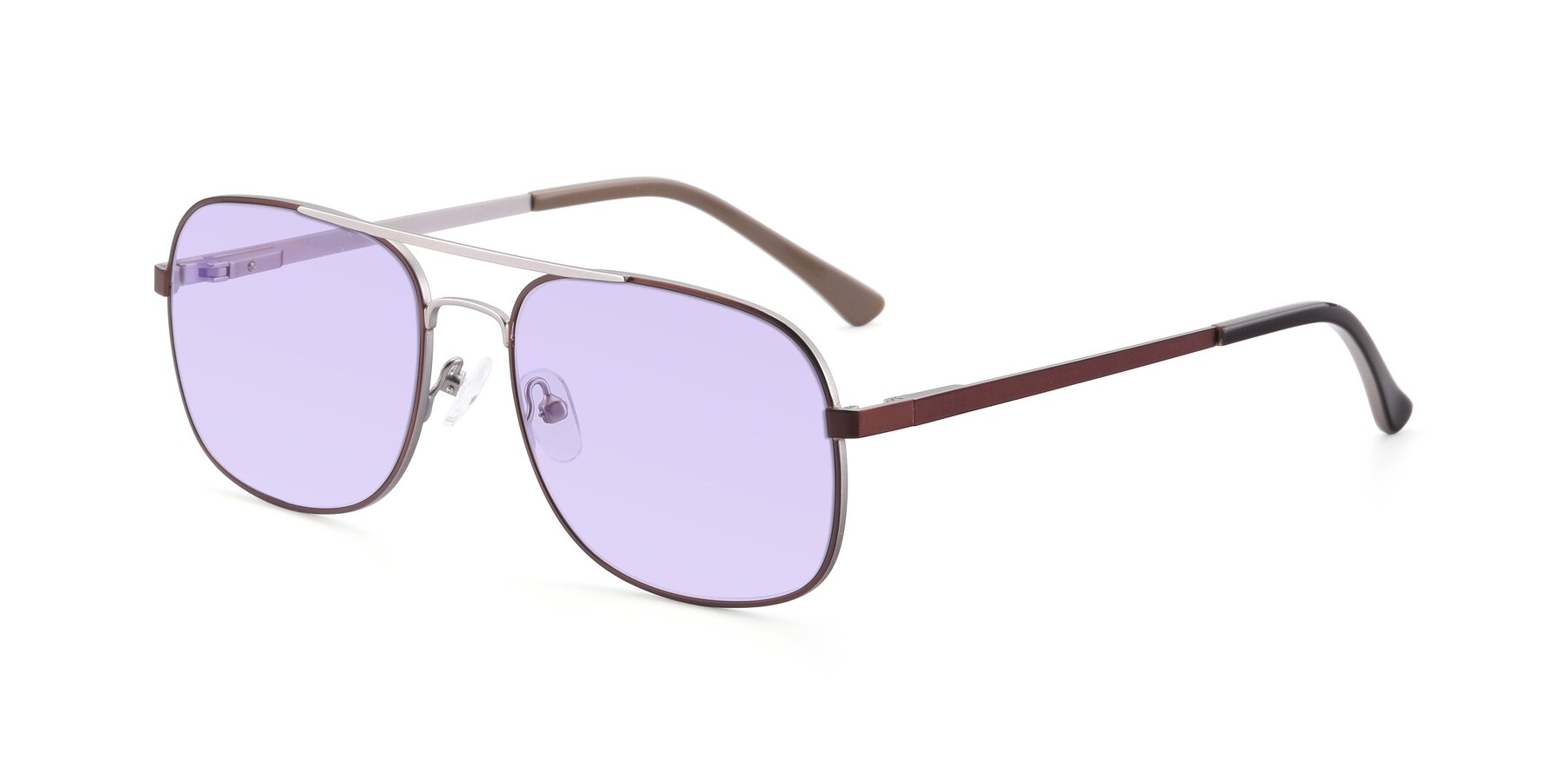 Angle of 9487 in Brown-Silver with Light Purple Tinted Lenses