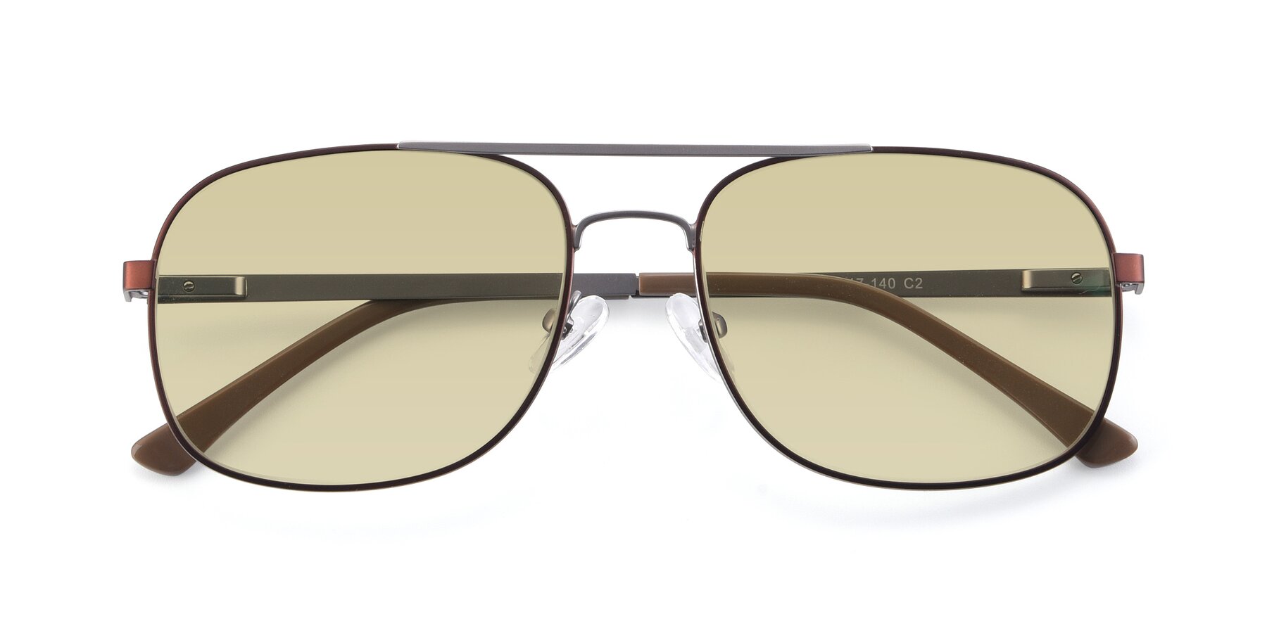 Folded Front of 9487 in Brown-Silver with Light Champagne Tinted Lenses