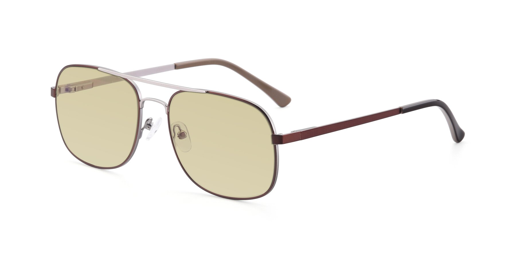 Angle of 9487 in Brown-Silver with Light Champagne Tinted Lenses
