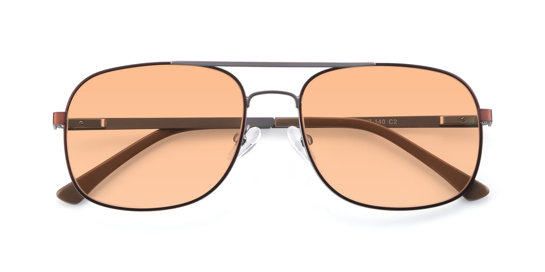 Folded Front of 9487 in Brown-Silver with Light Orange Tinted Lenses